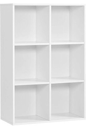 STOREMAX 6 Bölmeli Kitaplık, Ahşap Raf, Küp Raf, Depolama Rafı, 65,5 x 97,5 x 30 cm, Beyaz, Lbc203D 1014773