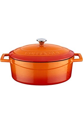 STOREMAX modashine Metal Oval Döküm Tencere, 25 cm, Turuncu modascope 1014773