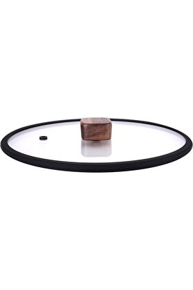 STOREMAX modashine BIEN 24CM DÜZ SİLİKON ÇERÇEVELİ CAM KAPAK SİYAH modascope 1014773