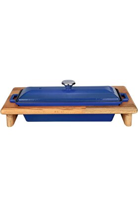 STOREMAX Döküm Ekmek Kabı ve Ahşap, 11x29cm, Mavi 1014773