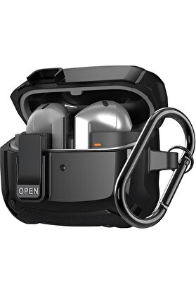 STOREMAX Buds 3 Pro ve Buds 3 ile Uyumlu Mandallı Kapak Kilit Sistemli Mat Dokulu Darbelere Dayanıklı Zırh Kı