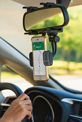 STOREMAX pltnstoreshop Dikiz Aynası Üzerine Takılan, 360° Döner Ayarlı, Evrensel Araç Telefon Tutucu, Katlana