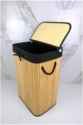 STOREMAX El Yapımı Hasır Katlanır Çamaşır Sepeti Dikdörtgen 72 Litre (40cm*30cm*61cm), Malzemeden Üretilmiş Ç