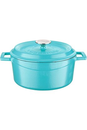 STOREMAX modashine Metal Spring Serisi - Döküm Tencere, Yuvarlak, 24 cm, Mat, Parlak Siyah Taban, Kırmızı mod