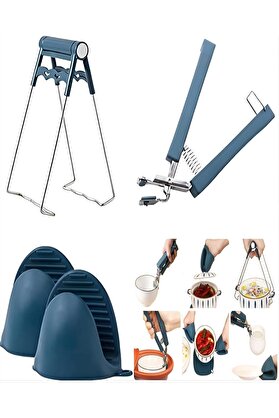 STOREMAX modashine HİGH-TECH Haşlanma önleyici kıskaç seti – kase kelepçeleri + tencere kelepçeleri + silikon