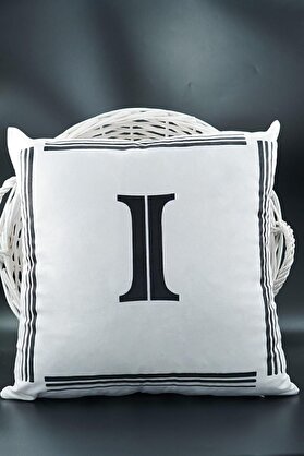 STOREMAX Harfli Kırlent Kılıfı Kadife 43X43 Cm Çift Taraflı I Harfi Kedi Desenli Evlilik Teklifi Doğum Günü K