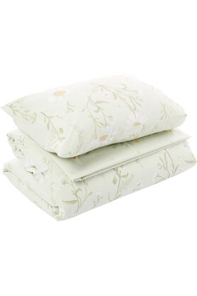 STOREMAX Laurel Çiçek Desenli%100 Pamuk Nevresim Takımı, Yeşil, Tek Kişilik 1014773