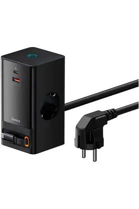 STOREMAX shpsell PowerCombo Priz 2AC+1U+1C+Geri Çekilebilir-C 65W 1.5m Güç Kablosu ile AB Siyah 1175735