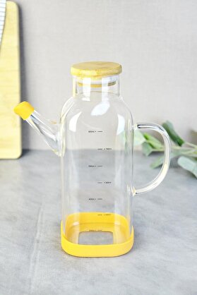 STOREMAX 800 ml Bambu Kapaklı Borosilikat Cam Kare Yağlık 1014773