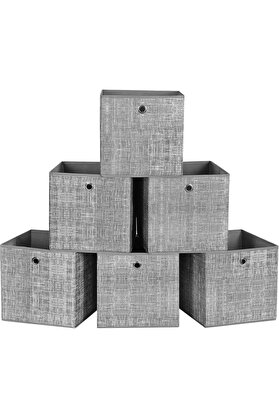 STOREMAX Saklama Kutusu, 6'lı Set, Dokunmamış Kumaştan Yapılmış Saplı Düzenleme Kutuları, Katlanır Kutu,