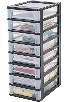 STOREMAX elizzashop Ohyama, Çekmeceli dolap, çekmeceli dolap, 4 l 8 çekmece, A4 formatında, şeffaf çekmeceler