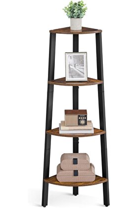 STOREMAX Köşe Rafı, Ayaklı Raf, Kitaplık, 4 Raflı Merdiven Rafı, Montaj, Sağlam Çelik Çerçeve, Oturma Odası,