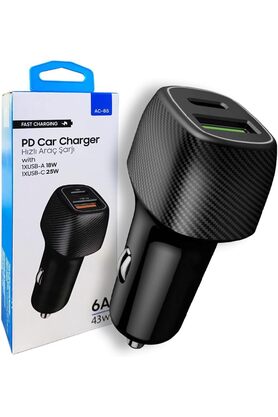 STOREMAX Ac-85 Pd Charge 3.0 Usbx2 6A 38 Watt Araç içi Hızlı Şarj Aleti Type C Girişli Araç Şarjı, 1014773