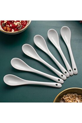 STOREMAX modashine 7997-1 6'lı Beyaz Kaşığı - Kahvaltılık Bal Reçel Şeker Servis Kaşığı 13 cm modascope