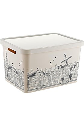 STOREMAX Stafi Desenli Çok Amaçlı Kapaklı Kutu 18 LT AMSTERDAM 1014773
