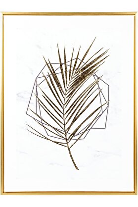 STOREMAX Renk Ahşap Çerçeveli Kabartmalı Yaprağı Kanvas Tablo -Beyaz 45x2,5x60 Cm. 1014773
