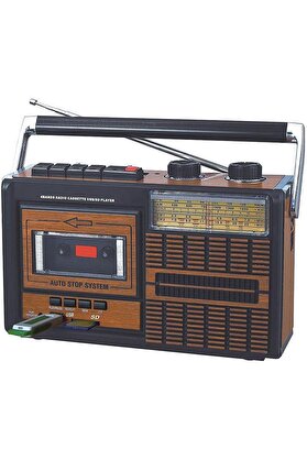STOREMAX modashine Yeni Nesil Radyo USB SD FM Kaset Çalar Müzik Kutusu Retro El Tutamaçlı Taşınabilir modasco