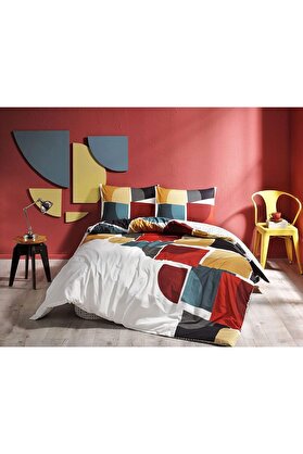 STOREMAX Leo Geometrik Desenli%100 Pamuk Nevresim Takımı, Çok Renkli, Tek Kişilik 1014773