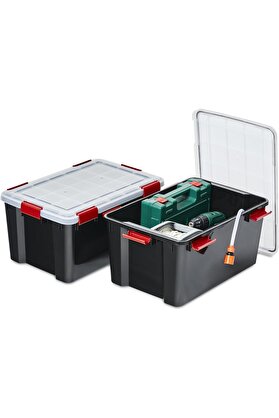 STOREMAX Ohyama Kapaklı Hava Geçirmez Plastik Saklama Kutuları, 50L, 2'li Set, Siyah 1014773