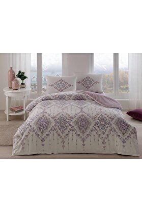 STOREMAX Carmine Ranforce Etnik Desenli%100 Pamuk Nevresim Takımı, Lila, Size 1014773