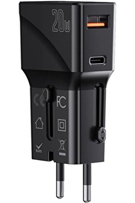 STOREMAX 20W Type-C ve 20W Usb Çıkışlı PD Şarj, AB-ÇİN-ABD-AU-İNGİLTERE ile uyumlu 1014773