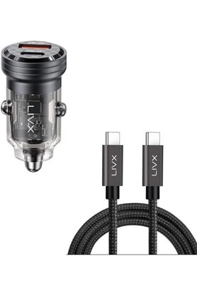 STOREMAX shpsell Transparent 45W PD/QC Mini Araç şarj Cihazı ve 1 metre Hızlı Şarj Ve Kablosu L35 - TCT-01 1