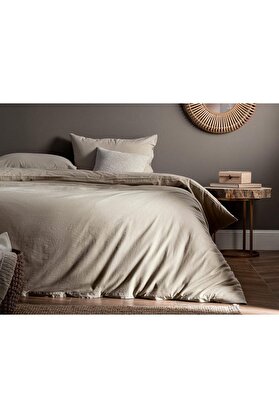 STOREMAX Coco NT0000000111 Mer Tek Kişilik Yıkamalı Linen Nevresim Takımı, Bej 1175713