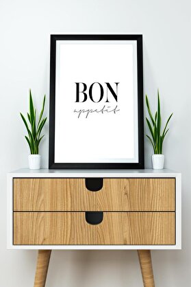 STOREMAX Tek Parça Çerçeve Görünümlü Yazılı Mdf Tablo "Bon Appetit" 1014773