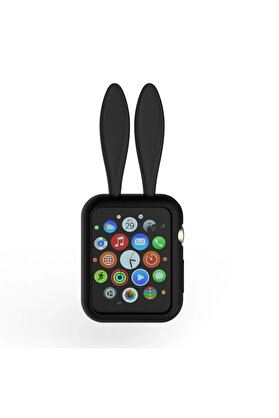 Buti̇k Ally Apple Watch 1-2-3-4 42Mm Tavşan Fi̇gürü Si̇li̇kon Kılıf-(5775)