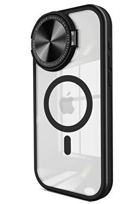 Buti̇k İphone 11 Kılıf Teleskop Lens Magsafe Si̇li̇kon Kapak - Si̇yah-(5796)