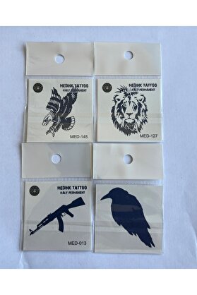 Ai̇rbrush Tattoo Karga 4 Adet Bi̇rden Mi̇ni̇mal 3 Hafta Kalıcı Yarı Kalıcı Geçi̇ci̇ Dövme Seti̇ 5 Cm