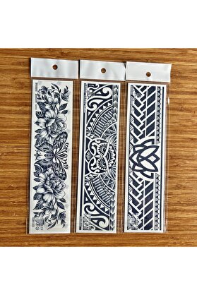 Ai̇rbrush Tattoo Bant Dövmesi̇ 3 Hafta Kalıcı 3 Adet Kol Bacak İçi̇n Şeri̇t Geçi̇ci̇ Dövme Seti̇