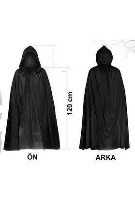 Ethab Ti̇caret Si̇yah Uzun Peleri̇n 120 Cm Kapüşonlu