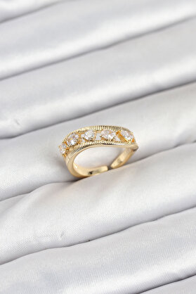 Clariss Pirinç Gold Renk Zirkon Taşlı Kadın Yüzük