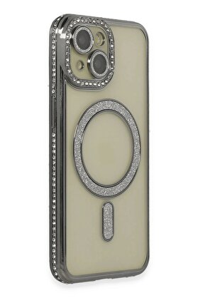 Buti̇k İphone 15 Kılıf Joke Si̇mli̇ Magneti̇csafe Kılıf - Gri̇-(5796)
