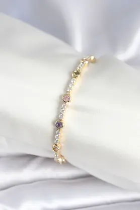 Clariss Pirinç Gold Renk Zirkon Taşlı Kadın Bileklik