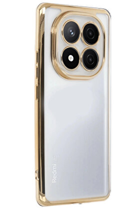 Buti̇k Xi̇aomi̇ Redmi̇ Note 14 Pro Plus Kılıf Lensli̇ Si̇li̇kon - Gold-(5796)