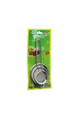 Go İthalat 3Pcs Set Mi̇ni̇= 5-7-8Cm Tel Süzgeç Metal Çerçece Metal Sap=8.5-10.5-10.5Cm (4457)