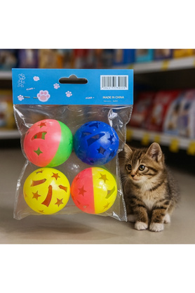Ethab Ticaret Glbl-Tstil4136 4 Lü Çıngıraklı Top Kedi Oyuncağı