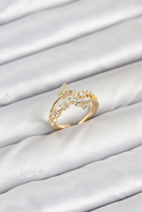Toptan Bulurum Pirinç Gold Renk Zirkon Taşlı Model Kadın Yüzük