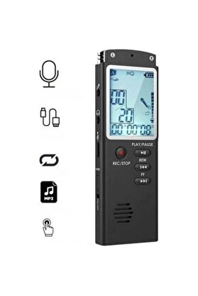 İRHANLAR Çift Mikrofonlu 32 Gb Dijital Ses Kayıt Cihazı Led Ekranlı Çift Mikrofonlu KB40 Dınleme1 Cihazı