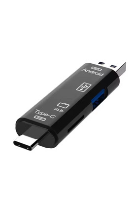 Evi̇mdeyokyok Zr824 Type-C 3 İn 1 Otg Smart Card Reader