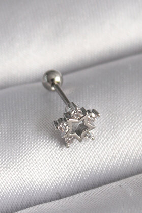Clari̇ss 316L Çeli̇k Gümüş Renk Zi̇rkon Taşlı Yıldız Model Tragus Pi̇erci̇ng