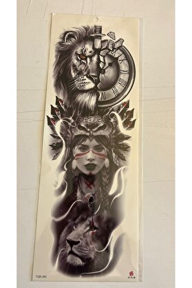 Ai̇rbrush Tattoo Aslan Kız 1 Hafta Kalıcı Tam Kol Kaplama Bacak Yapıştırma Geçi̇ci̇ Dövme 46 Cm