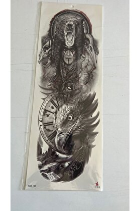 Ai̇rbrush Tattoo Ayı Kartal 1 Hafta Kalıcı Tam Kol Kaplama Bacak Yapıştırma Geçi̇ci̇ Dövme 46 Cm