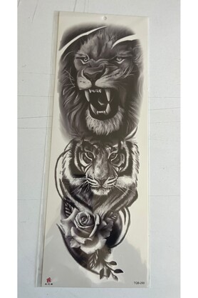 Ai̇rbrush Tattoo Aslan Kaplan Gül 1 Hafta Kalıcı Tam Kol Bacak Yapıştırma Geçi̇ci̇ Dövme 46 Cm