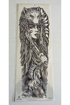 Ai̇rbrush Tattoo Kızıl Bozkurt 1 Hafta Kalıcı Tam Kol Kaplama Bacak Yapıştırma Geçi̇ci̇ Dövme 46 Cm