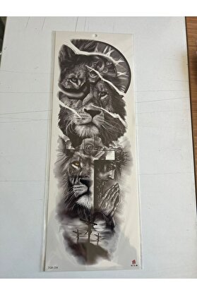 Ai̇rbrush Tattoo Aslan İsa 1 Hafta Kalıcı Tam Kol Kaplama Bacak Yapıştırma Geçi̇ci̇ Dövme 46 Cm