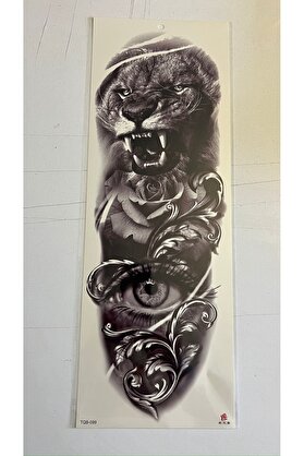 Ai̇rbrush Tattoo Kaplan Gözü 1 Hafta Kalıcı Tam Kol Bacak Yapıştırma Geçi̇ci̇ Dövme 46 Cm