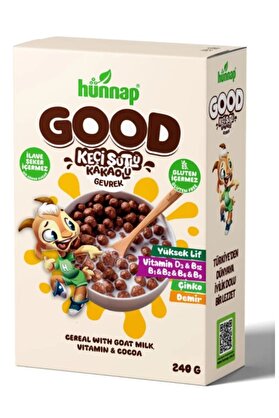 Toptan Bulurum Hünnap Keçi Sütlü Kakao ve Vitamıin Tahıllı Glutensiz Gevrek 240 Gr